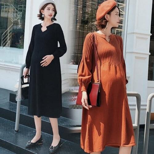 New Fashion Maternity Dress High Waist Loose spring autumn winter Skirt Pregnancy Clothes For Knit Pregnant Women Sweater