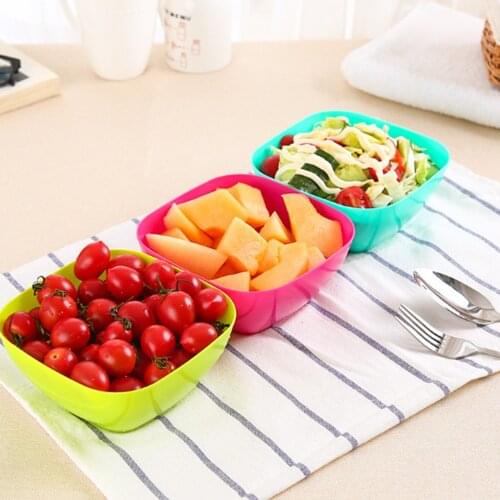 Plastic Fruit Salad Bowl Of Food Grade Plastic Square Melon Fruit Plate Small Snacks Wholesale Candy Dish Easy Clean Practical