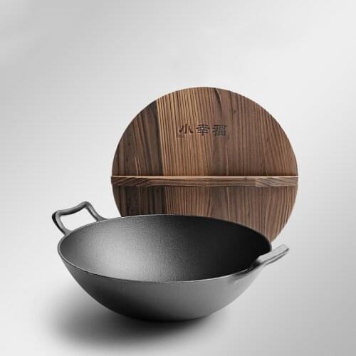 Camping Outdoor Iron Wok Gas Stove Traditional Handmade Ast Iron Cauldron Wok Non Stick Pan Panela Antiaderente Cookware BC50CG