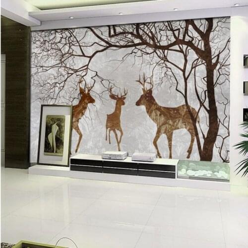 Custom photo wallpaper Abstract hand painted elk three home TV background wall custom mural stereo living room wallpaper