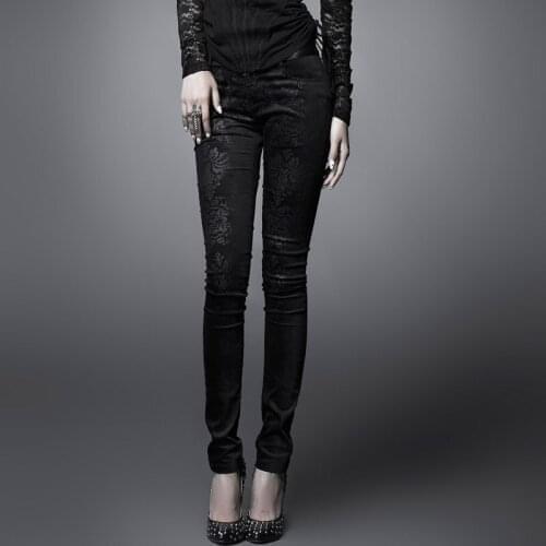 Punk rave Casual Tight Sexy Visual Kei Vintage Floral Printing Brand qality Pants Trousers k166