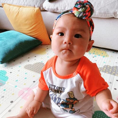 Baby Girls Donut Head Wrap Top Knot Turban Headband Baby Hair Accessories Toddler bullet print fabric flower headwear HB397D