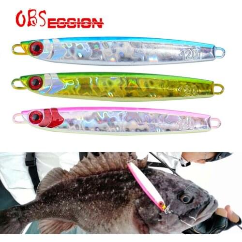 OBSESSION 120g 160g Flat Slow Sinking Hard Metal Jigs Japan Laser Skin Tuna Fishing Jig Lure Saltwater Luminous Fishing Tackle