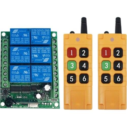 2000m DC 12V 24V 6CH Wireless rf Remote Control Switch Relay Output Radio receiver & 433 MHz Remote controller garage door
