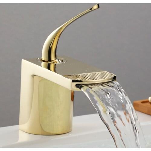 Luxury waterfall basin faucet Rose Gold Black household bathroom under the table basin hot and cold faucet creative white