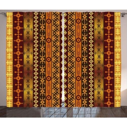 Tribal Window Curtains Traditional Cultural Vintage Design Living Room Decor Curtains Bedroom Window Drapes Curtains for Kitchen