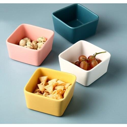 Nordic cute creative square snack dish, ceramic dish, household snack dish, seasoning dish, dessert dish, small dish