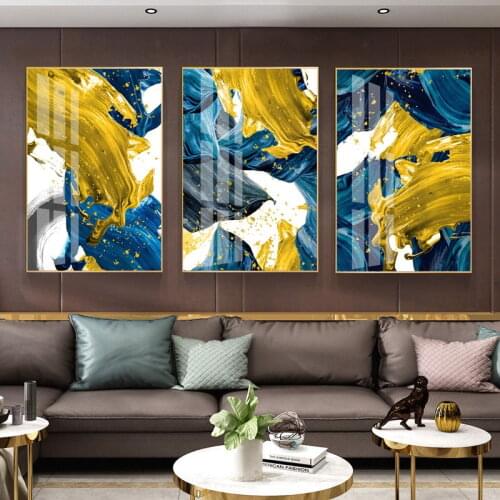 Blue Abstract Art Living Room Oil Painting Years Gilt Nordic Crystal Porcelain Decorative Painting Restaurant Painting