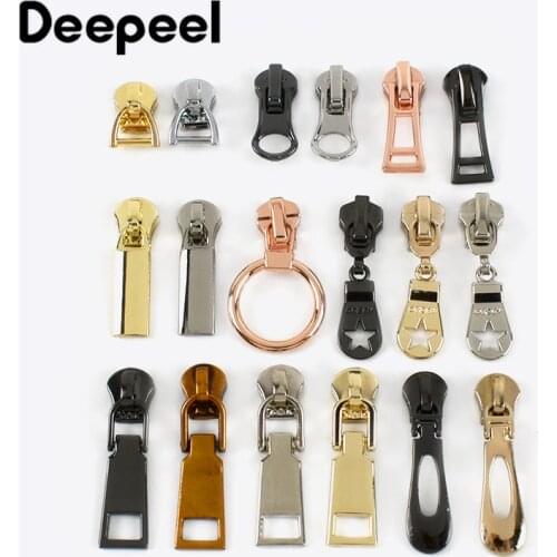 10pcs Deepeel Zipper Slider for 5# Sewing Metal Zippers DIY Zips Head Bag Pocket Wallet Repair Kits Replacement Tailor Tools