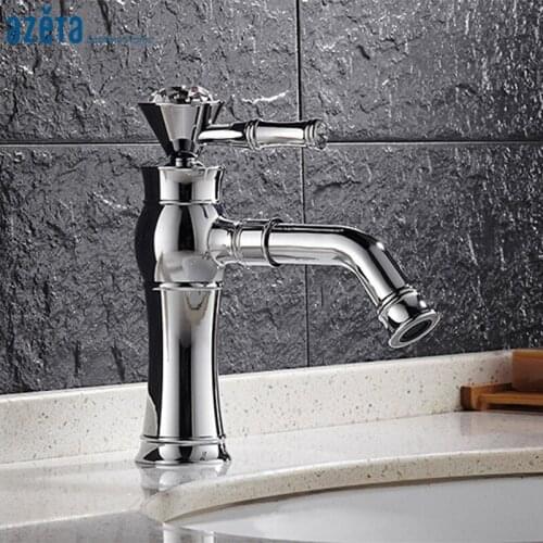 Deck Mounted Single Handle Basin Tap Brass Chrome plated Bathroom Washbasin Basin Faucet AT8806