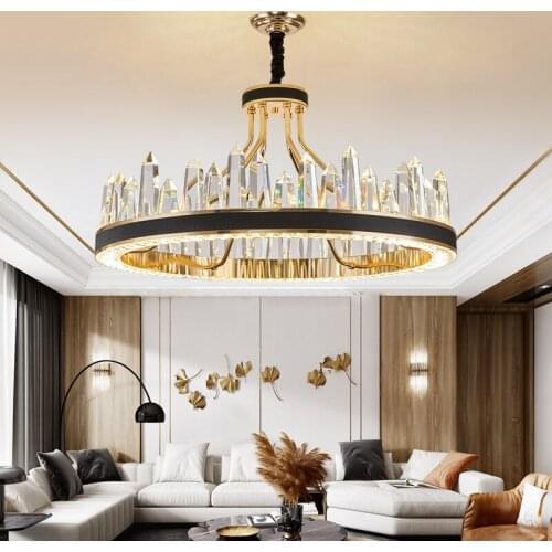 Modern Crystal Tube Led Chandelier Lighting Gold Metal Living Room Led Pendant Chandelier Lights Dining Room Led Hanging Lamp