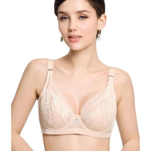 Super Soft Big Cup Bra Ultra-Thin Plus Size Bras Full Coverage Underwear Underwire Lingerie Push-up Brassiere Transparent Bras