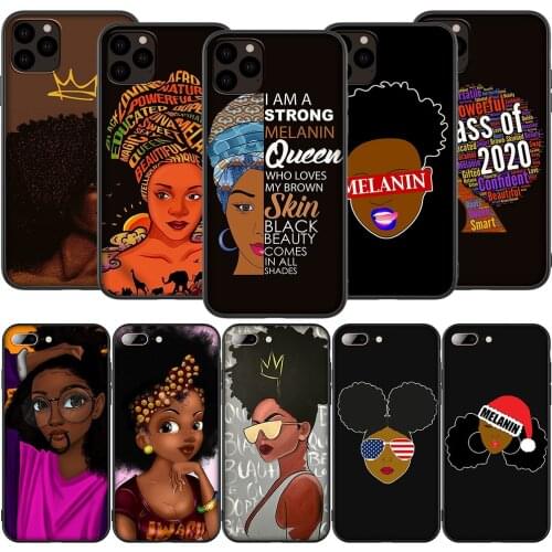 T4 African Afro Black Girl Silicone Soft Case for iPhone 12 Mini 11 Pro XS Max XR X 8 7 6 6S Plus 5 5S SE 2020