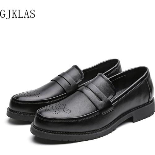 Formal Shoes for Brogues Men Business Leather Shoes Man Loafers Classic Brown Black Office Shoes Man Wedding Dress Slip-on Shoe