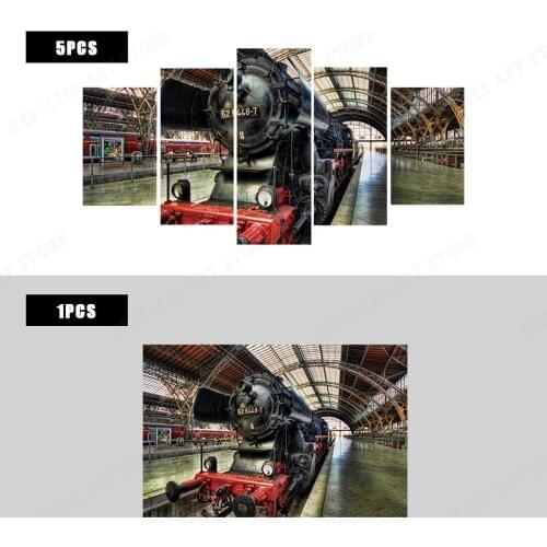 Retro vintage train station vehicle steam locomotive artwork living room home art decor wall print Canvas poster