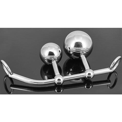 Stainless Steel Female Anal Vagina Double Balls Chastity Anal Hook Butt Plug Anus Dilator G Spot Stimulator Sex Toys For Woman