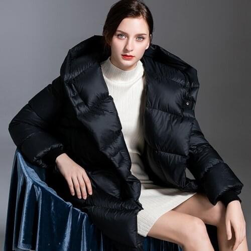 Womens new thick 400g 90 white duck down jacket women mid-length European and American womens down jacket over the knee