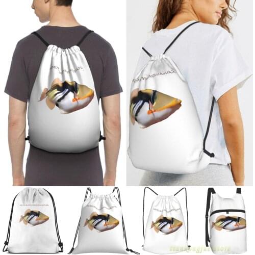 Humuhumunukunukuapuaa Women Drawstring Sackpack Gym Bags Men Outdoor Travel Backpacks For Training Fitness Swimming Bag