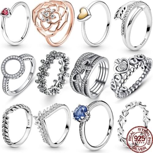 925 Sterling Silver Rings for Women Cute Zircon Round Geometric 925 Silver Wedding Ring Fine Jewelry Minimalist Gift