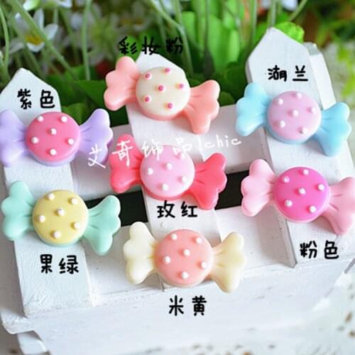 10pcs/lot Flat back Resin cute colorful candy Jewelry Decoration DIY Headwear accessories wholesale 32*15mm