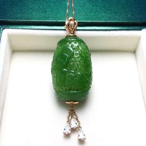 18K gold inlaid with Hebi jade Fuzhi sachet pendantJ06