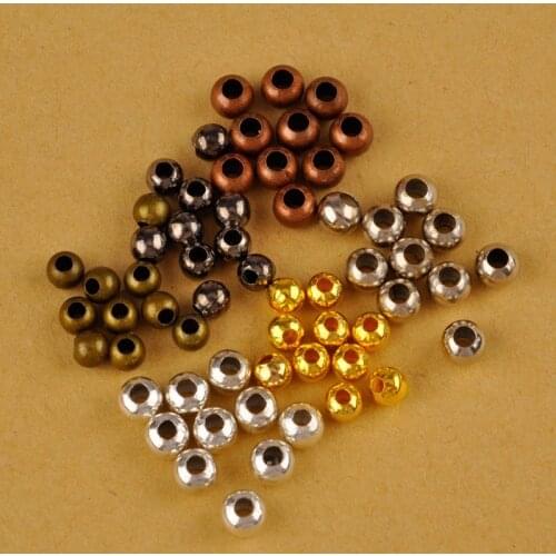 2-10mm Metal Round Beads Smooth Ball Loose Spacer Beads For Jewelry Making DIY Bracelet Charms Jewelry Accessories