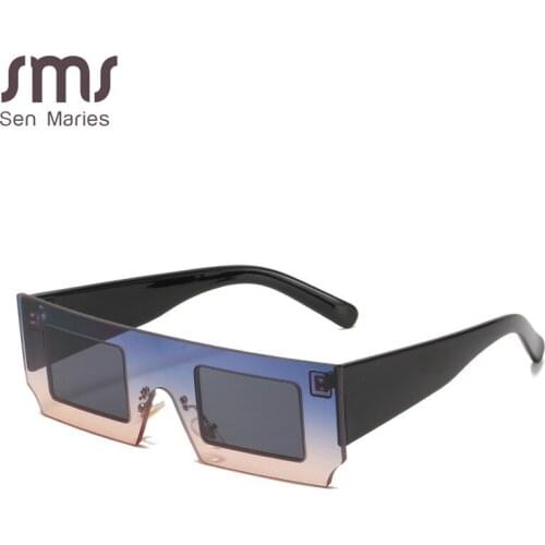 2021 Rimless Sunglasses Women Men Rectangle Frame One-Piece Sunglasses Gradient Luxury Brand Designer Eyeglasses