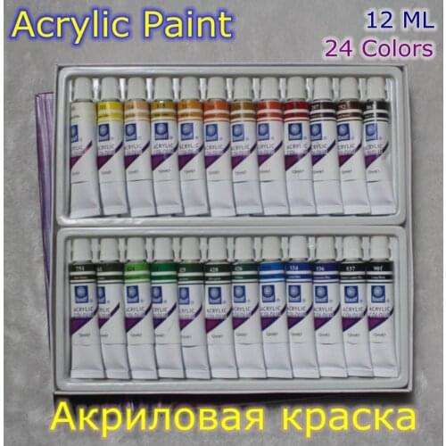 24pcs/set Drawing Paint Acrylic Paint Tube Set Nail Art Painting Drawing Tool For Artist Kids DIY Design