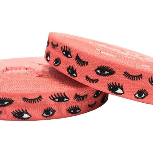 11 Colors 10 Yards Eyelash Printed Fold Over Elastic Ribbon 40pcs Eyelashes Knotted Hair Ties Hairband DIY Headwear Accessories