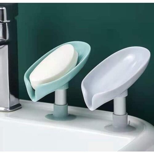 Leaf Shape Soap Drain Holder Soap Dish Box Toilet Soap Rack Sucker Soap Storage Plate Tray Sponge Holder Bathroom Accessories