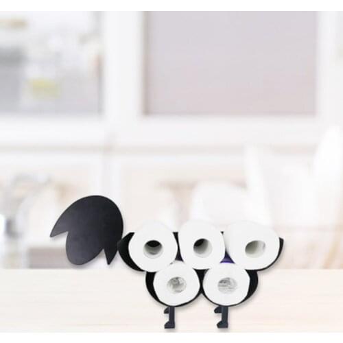 Black Toilet paper holder Bathroom Iron Storage Free-Standing Craft Ornaments Sheep Cat Dog Roll Paper Holder Artistic Design
