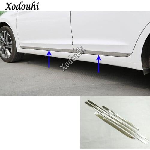 For Hyundai Elantra Avante 2016 2017 2018 2019 2020 Car Sticker Detector Stainless Steel Side Door Body Trim Strip Molding Parts