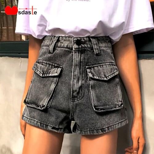 Jeans Shorts Women Summer Loose Wide Leg Safari Streetwear High Waist Woman Jeans Pants Denim Vintage Pockets Woman Hot Shorts