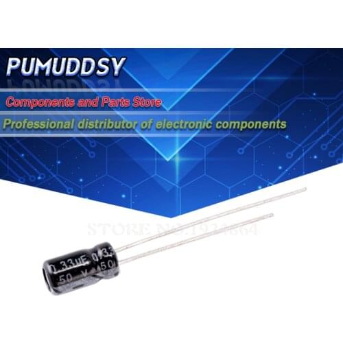 50PCS Higt quality 50V0.33UF 5*11mm 0.33UF 50V 5*11 Electrolytic capacitor