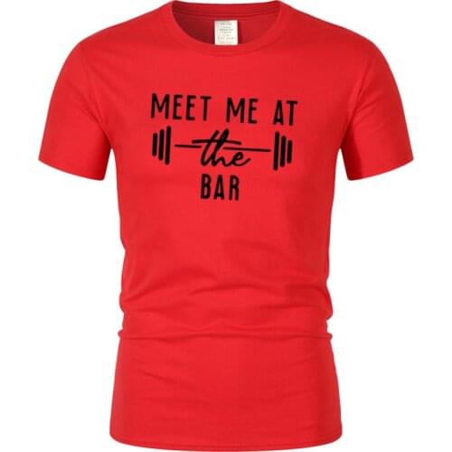 Men Fashion Graphic Vintage T-Shirts Casual Tops Meet Me At The Bar T Shirt Cotton Plus Size Crewneck Printing Harajuku Tees