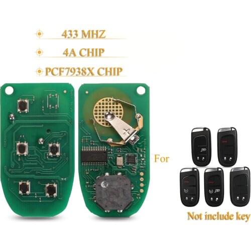 Kutery 5 Buttons Remote Car Key Circuit Board Fob GQ4-54T 433MHZ 4A PCF7938X Chip For Jeep Cherokee DODGE RAM Durango Chrysler