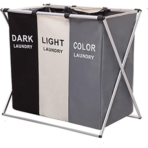 Laundry Hamper Foldable Laundry Basket with 3 Section Large Dirty Clothes Sorter