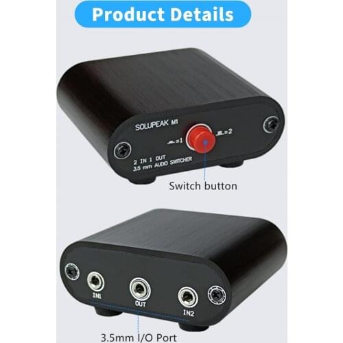 SOLUPEAK M1 2 in 1 Out 3.5mm Audio Switch aux switcher selector Splitter Box, Upgrade Version Independent Ground