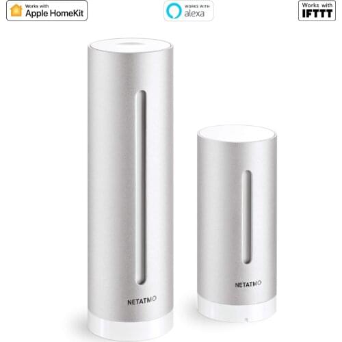 Netatmo Weather Station Indoor Outdoor with Wireless Outdoor Sensor - Compatible with Alexa Apple HomeKit Google Asistant
