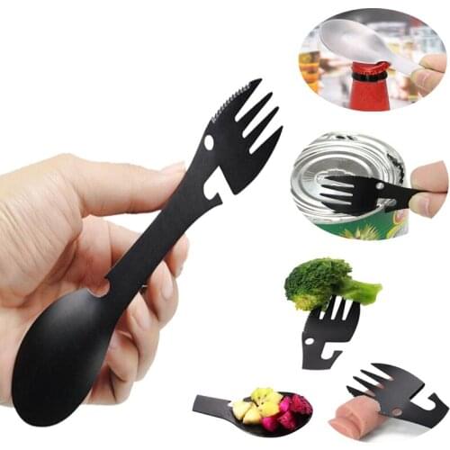 Multifunction Fork Bottle Opener Knife Picnic Steel Spoon Kitchen Outdoor Survival Tools Bottle/Can Opener