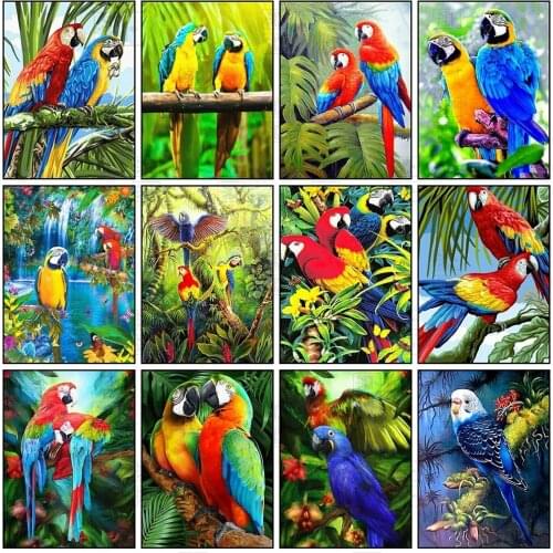 Diy 5D Diamond Art Painting Animals Full Square Round Drill Embroidery Mosaic Parrot Birds Cross Stitch Kit Home Decoration Gift