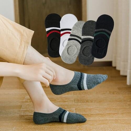High Quality Mens Socks Breathable Soft Cotton Short Socks Silicone Anti Slip Sport Socks Striped Style Spring/Summer Boat Sock