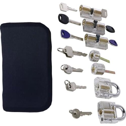 New Arrival Transparent 7 Practice Locks Set for Beginner Picks Training with Klom 23pcs Locksmith Tools Kit