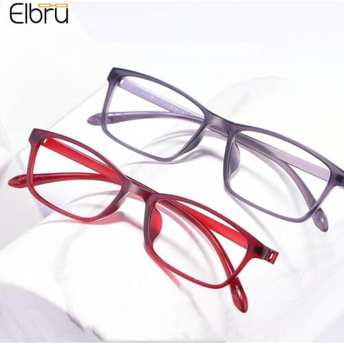 Elbru+1+1.5+2+2.5+3+3.5+4 Anti Blue Light Reading Glasses Square TR90 Resin Women Men Presbyopia Optical Eyewear Goggle Unisex