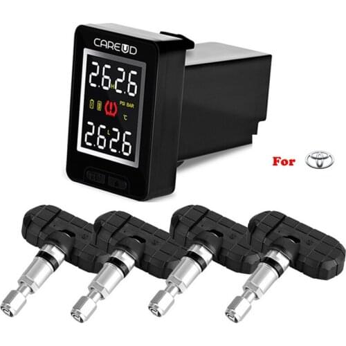 Hot CAREUD TPMS U912 Wireless Auto Tire Pressure Monitor for Toyota 4 Internal Sensor Type Pressure Sensor Car Security System