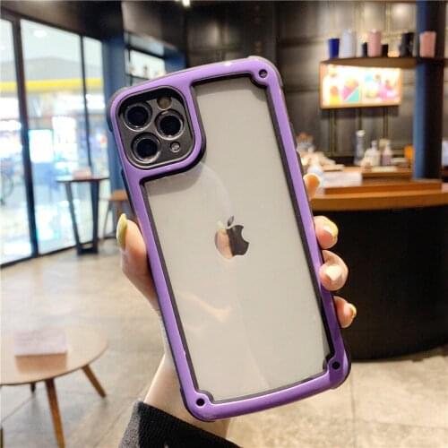 Transparent Iphone 11 case tpu phone case colorful frame cover for iphone 12pro XS XR