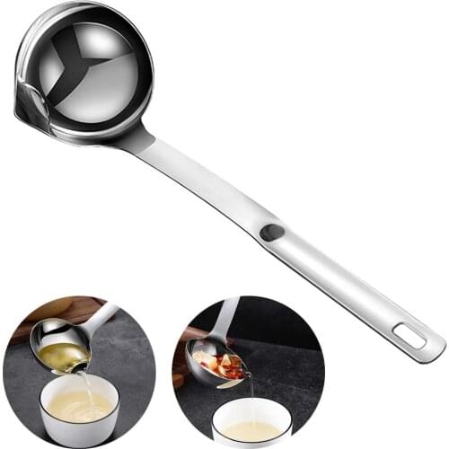 Stainless Steel Oil Separator Soup Ladle Gravy Food Fat Separator Skimmer Spoon Grease Strainer Separater Hot Pot Spoon
