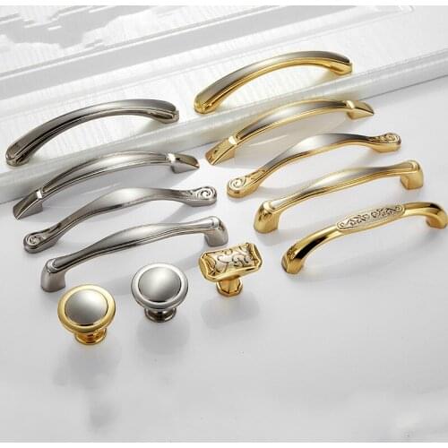 Gold/Silver Furniture Handle Zinc Alloy Cabinet Door Handle Modern Simple Wardrobe Drawer Knob Art Pattern Personalized Home
