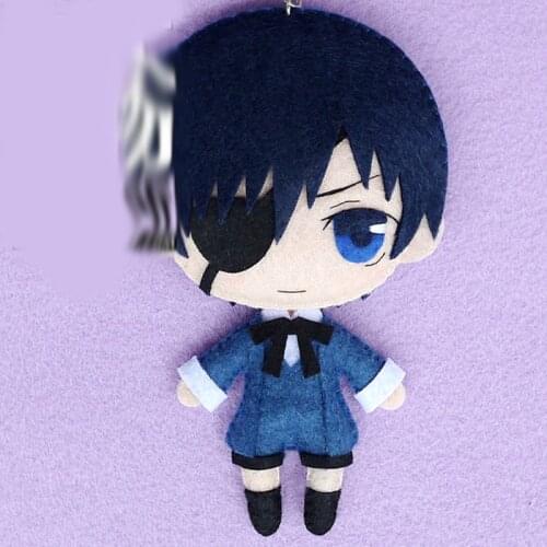 Handwork Q Style Anime Black Butler Ciel Phantomhive DIY Material Toy Keychain Bag Cosplay Doll for Boy Girl Gift 1 pcs