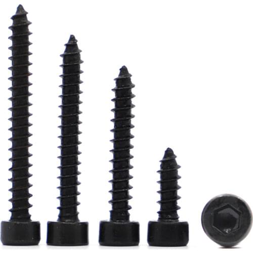 10-50pcs M2 M2.6 M3 M3.5 M4 M5 M6 8.8 Carbon Steel With Black Hexagon Socket Cap Head self tapping screw Model Screws